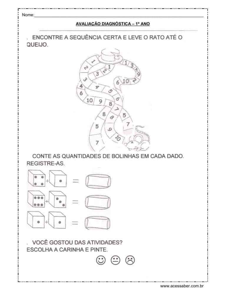 2º ano avaliação diagnóstica matemática