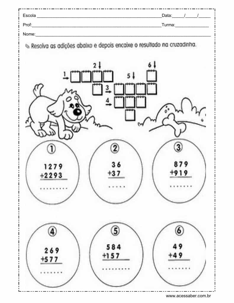 11 Atividades de adição e subtração 3º ano para imprimir