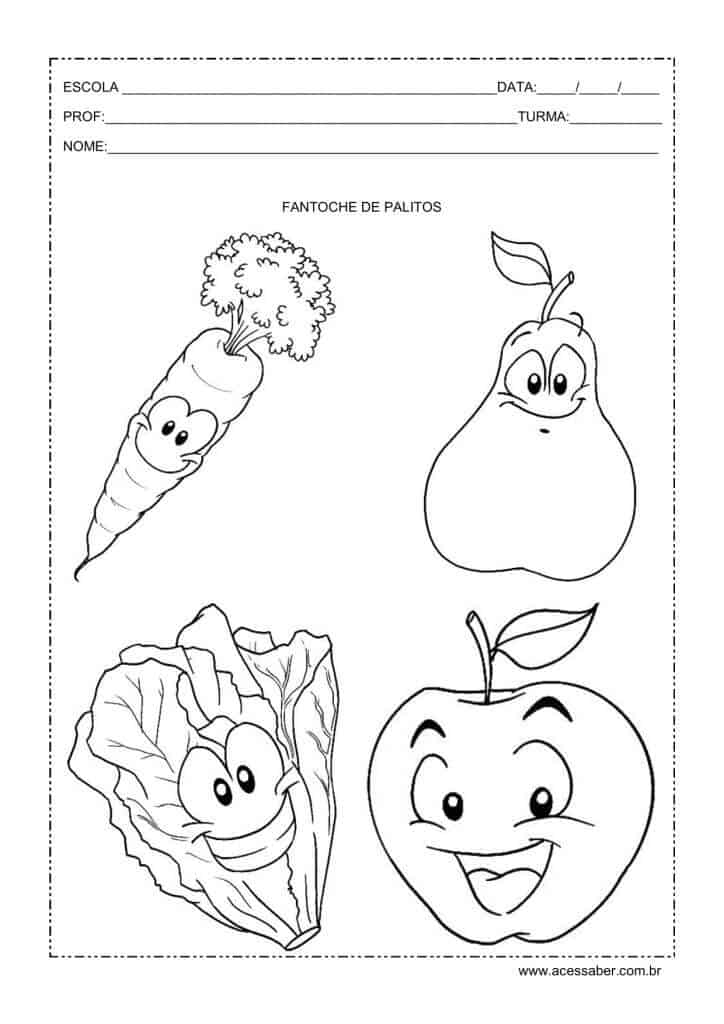 Fantoches de frutas e verduras
