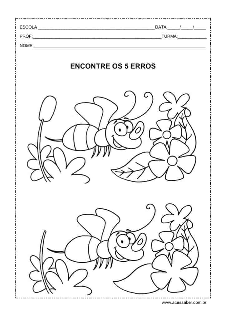 Jogo dos 7 erros worksheet