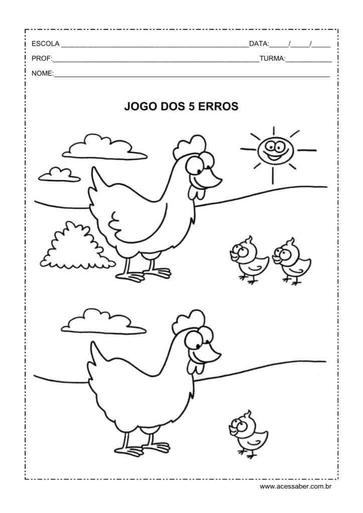 Jogo dos Sete Erros: Passatempo Para Imprimir. Encontre o Lugar Correto dos  Pedaços da Imagem.