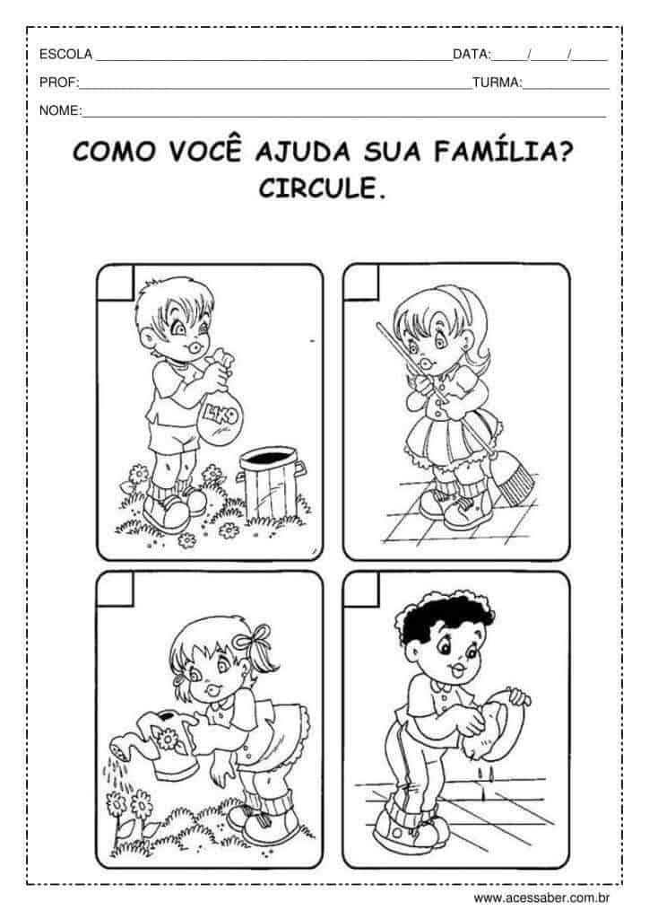 Atividade sobre a Escola – 1º Ano – Com texto