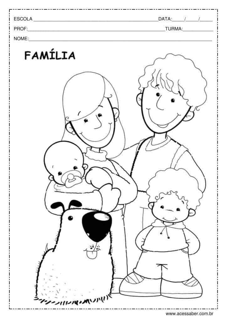 Desenho para pintar de uma familia