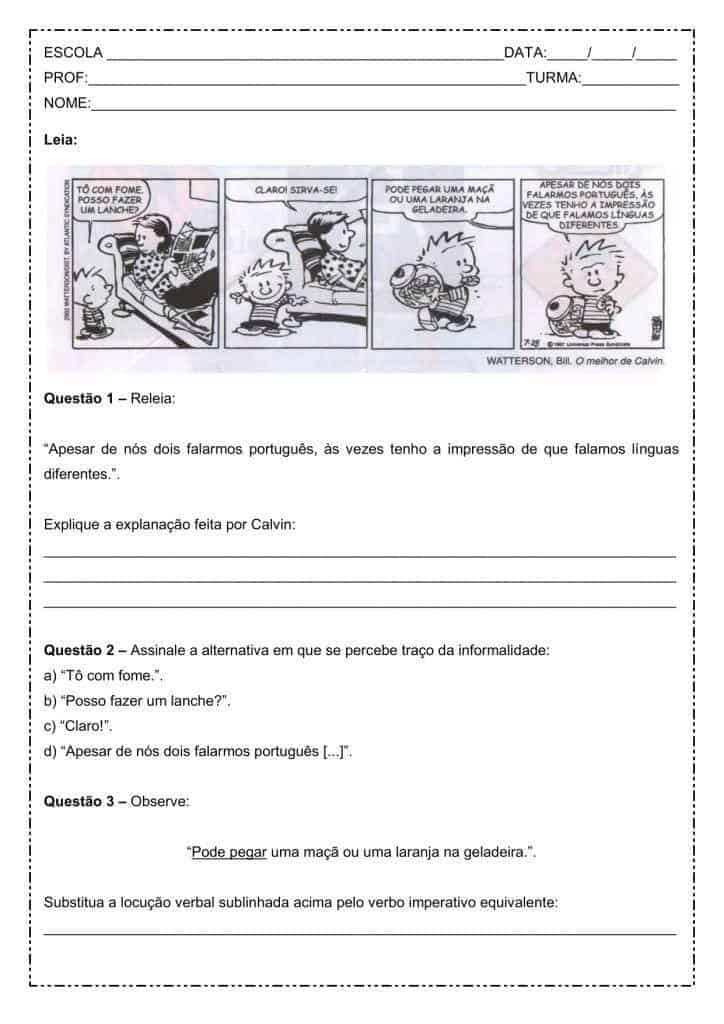 8o Ano Interpretação De Texto Tirinhas 9o Ano Gabarito Texto