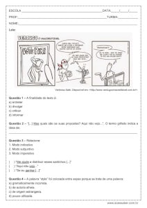 18 Tempos E Modos Verbais Exercícios 6o Ano Gabarito RespostaSão