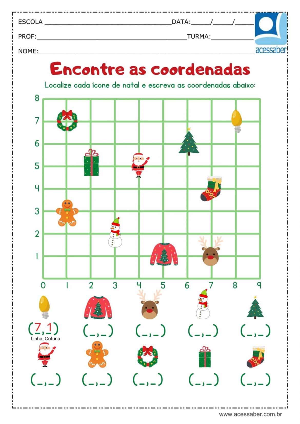 Atividade De Matem Tica Encontre As Coordenadas Ano E Ano