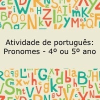 Atividade de português: Pronomes - 4º ou 5º ano