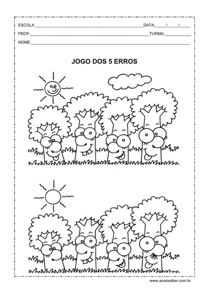 Jogo dos Sete Erros Colorido Tema Coquetel. Passatempo dos 7 Erros