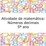 Atividade de matemática: Números decimais – 5º ano