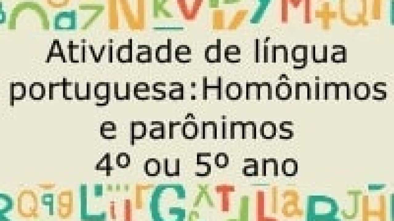 Atividades de Parônimos e Homônimos