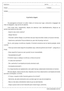 Interpretação de texto: A primeira viagem – 5º ano Interpretação de texto: A primeira viagem - 5º ano