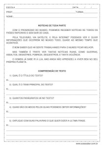 Interpretação de texto – notícias de toda a parte – 2º ou 3º ano Interpretação de texto - notícias de toda a parte - 2º ou 3º ano