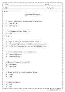 Avaliação de matemática MDC e MMC º ou º ano Acessaber