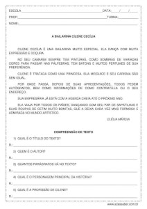 Interpretação de texto: A bailarina Cilene Cecília – 3º ou 4º ano Interpretação de texto: A bailarina Cilene Cecília - 3º ou 4º ano