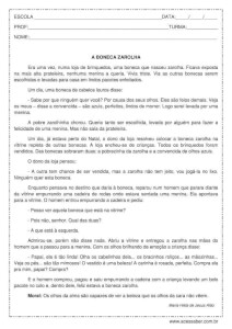 Interpretação de texto: A boneca zarolha - 4º ou 5º ano