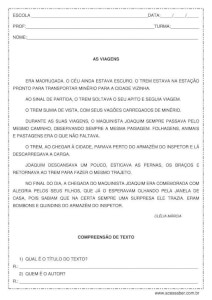 Interpretação de texto: As viagens – 2º ou 3º ano Interpretação de texto: As viagens - 2º ou 3º ano