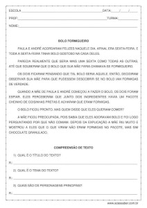 Interpretação de texto e gramática: Bolo formigueiro – substantivos, verbos adjetivos – 5º ou 6º ano Interpretação de texto e gramática: Bolo formigueiro - substantivos, verbos adjetivos - 5º ou 6º ano