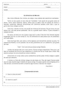 Interpretação de texto: Os bilhetinhos de Marcela - 4º ou 5º ano