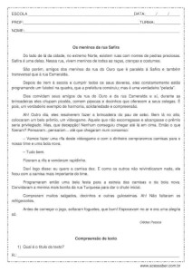 Interpretação de texto: Os meninos da rua Safira – 5º ano