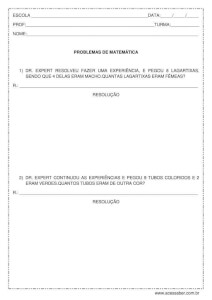 Atividade com problemas de matemática - 2º ou 3º ano