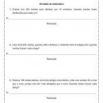 Atividade com problemas de matemática – divisão – 4º ou 5º ano