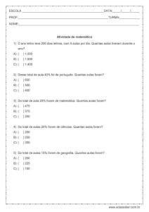 atividade de matematica – multipla escolha porcentagem – 4º ou 5º ano_01 Atividade de matemática: Porcentagem - 4º ou 5º ano