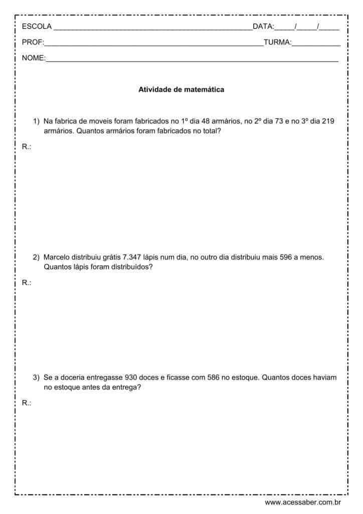 Problemas De Matematica Para 4 Ano 5182