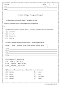 Atividade de português: Ortografia – 4º ou 5º ano