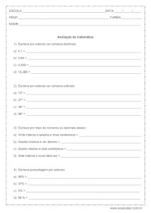 Avaliação de matemática: números decimais, ordinais e porcentagem – 5º ano Avaliação de matemática: números decimais, ordinais e porcentagem - 5º ano