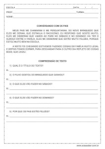 Interpretação de texto: Conversando com os pais – 1º ou 2º ano Interpretação de texto: Conversando com os pais - 1º ou 2º ano