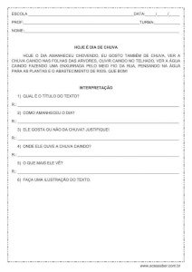 Interpretação de texto: Hoje é dia de chuva – 1º ou 2º ano Interpretação de texto: Hoje é dia de chuva - 1º ou 2º ano