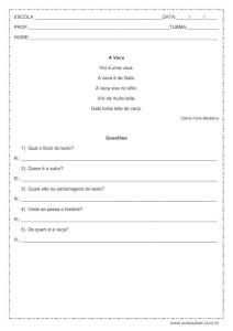 Interpretação de texto: A vaca - 2º ou 3º ano