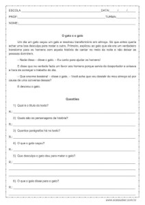 Interpretação de texto: O gato e o galo - 4º ou 5º ano
