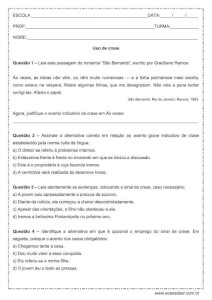 Atividade de Português: Uso de crase 3º ano do Ensino Médio Atividade de Português: Uso de crase 3º ano do Ensino Médio