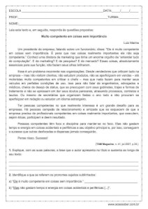 Atividade de português – Tipos de Sujeito – 2º ano do Ensino Médio