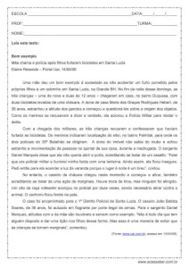 Interpretacao de texto jornalistico: Bom exemplo – 6º ano