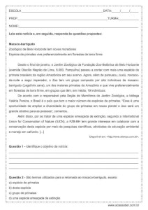 Atividade de português: Macaco barrigudo - 8º ano