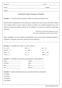 Atividade de português: Ortografia  S ou Z – 6º ou 7º ano Atividade de português: Ortografia S ou Z - 6º ou 7º ano