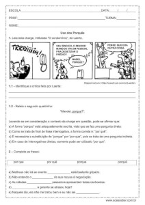 Atividade de português: Uso dos porques – 1º ano do Ensino Médio