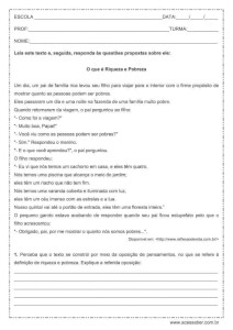 Interpretação de texto: O que é riqueza e pobreza – 9º ano Interpretação de texto: O que é riqueza e pobreza - 9º ano