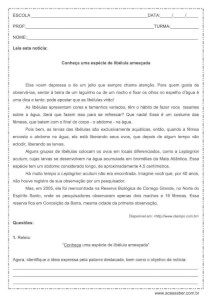 Interpretação de texto: Conheça uma espécie de libélula ameaçada – 7º ano Interpretação de texto: Conheça uma espécie de libélula ameaçada - 7º ano