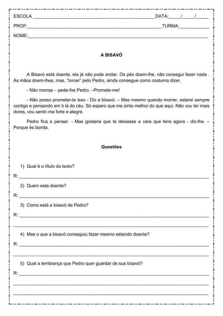 Interpretação de texto: A bisavó - 3º ou 4º ano - Acessaber