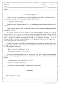 Interpretação de texto: A lenda do preguiçoso – 4º ou 5º ano