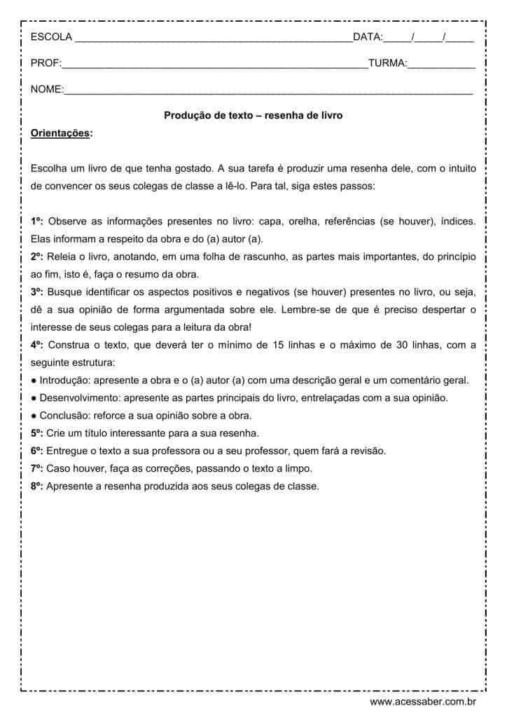 Exemplo De Resenha Critica De Um Livro - Vários Exemplos