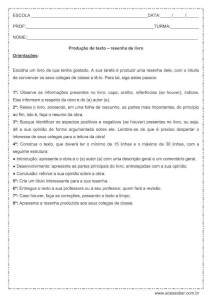 Atividade de português: Produção de texto – resenha de livro – 8º ou 9º ano Atividade de português: Produção de texto - resenha de livro - 8º ou 9º ano