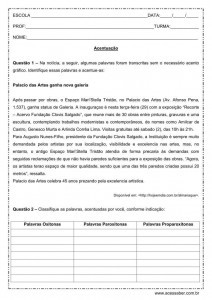 Atividade de português: Oxítonas, paroxítonas e proparoxítonas - 7º ano