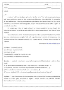 Interpretação de texto: Café – 2º ano do ensino médio
