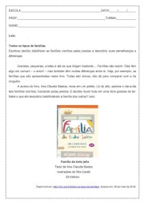 Interpretação de texto: Todos os tipos de famílias – 8º ano