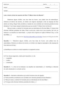 Atividade de português: Verbo no Imperativo - 8º ano