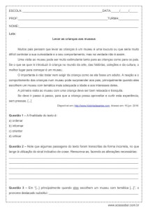 Atividade de português: Crase: 3º ano do ensino médio